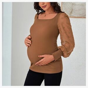 Maternity Top with Sheer Sleeves
